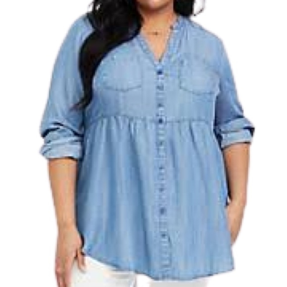 Torrid Emma Chambray Babydoll Tunic Size 3X